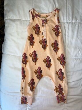 HUGO Peach Seahorse Print Sleeveless Romper